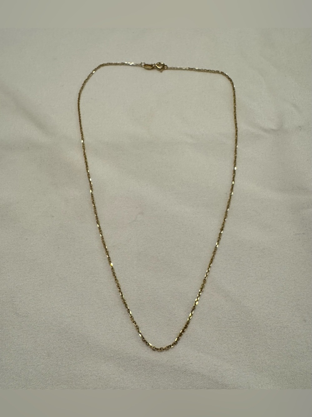14k Solid Yellow Gold Dainty Necklace Chain, Small Size 14.75 inches long